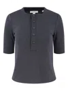 Vince Fine-ribbed T-shirt In Blue