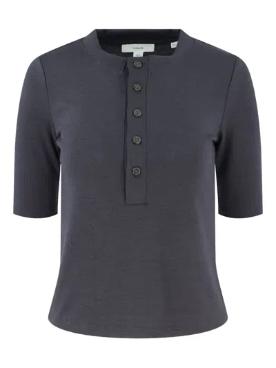 Vince Fine-ribbed T-shirt In Blue