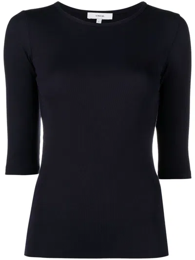Vince Fine-ribbed Top In Blue