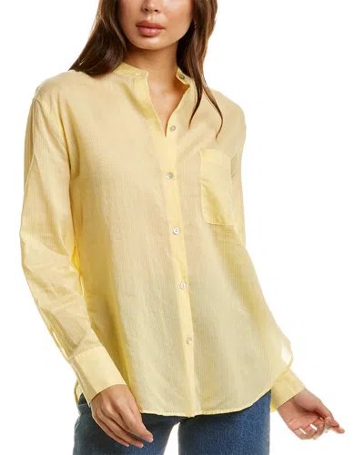 Vince Fine Stripe Silk-blend Woven Shirt In Yellow
