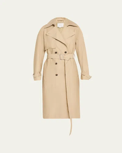 Vince Fine Twill Trench Coat In Gray