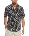Vince Firework Floral Classic Fit Linen-blend Shirt In Black