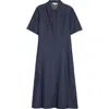 Vince Short-sleeve Denim Shirtdress In Deep Indigo