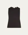 Vince Rib Crewneck Tank In Black