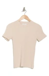 Vince Fitted Rib T-shirt In Brown