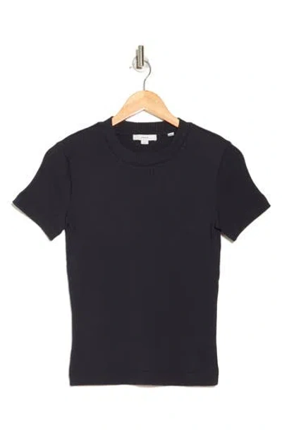 Vince Fitted Rib T-shirt In Blue
