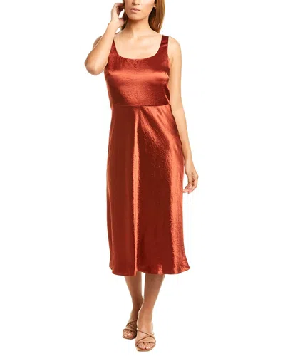 Vince Fitted Satin Slip Dress In Red