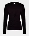 Vince Fixed-drape Long-sleeve Blouse In Black