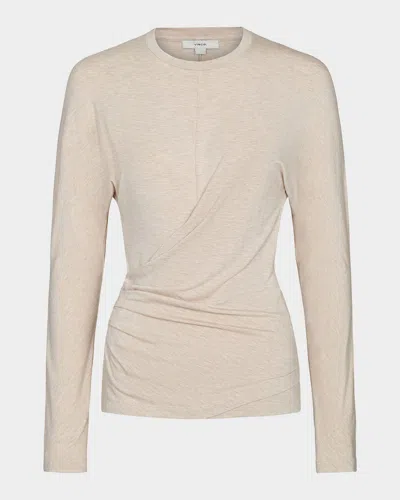 Vince Fixed-drape Long-sleeve Blouse In Black