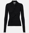 Vince Long Sleeve Fixed Stretch Wrap Top In Black In Schwarz