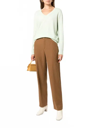 Vince Flannel Straight Leg Wool Blend Pants In Walnut Brown