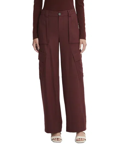 Vince Flannel Wide Leg Raver Wool-blend Pant In Brown