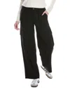 Vince Flannel Wide Leg Raver Wool-blend Pant In Black