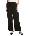 Vince Flannel Wide Leg Raver Wool-blend Pant In Black