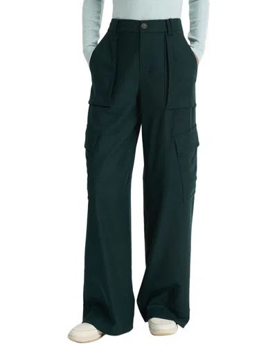 VINCE FLANNEL WIDE LEG RAVER WOOL-BLEND PANT