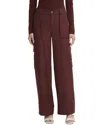 Vince Flannel Wide Leg Raver Wool-blend Pant In Brown