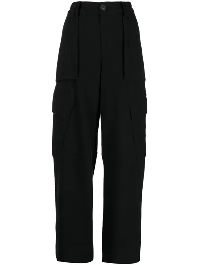 Vince Flannel Wide-leg Trousers In Black