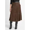 Vince Flared Suede Skirt In Brown