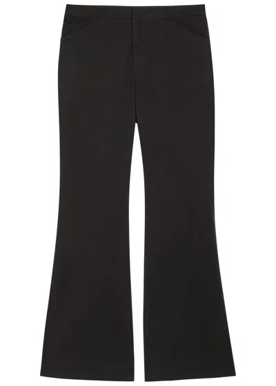 Vince Flared-leg Stretch-cotton Trousers In Black