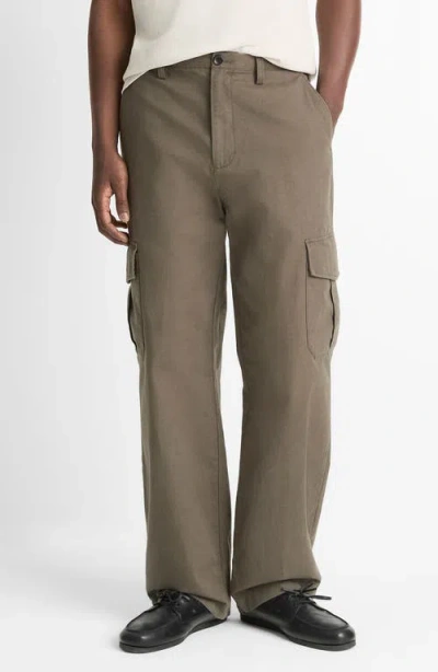 VINCE VINCE FLAT FRONT COTTON & LINEN CARGO PANTS
