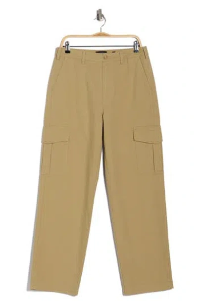 Vince Flat Front Cotton & Linen Cargo Pants In Brown