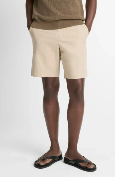 Vince Flat Front Stretch Cotton Chino Shorts In Cahuenga Khaki