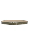 Vince Flat Leather Belt In Green