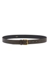 Vince Flat Leather Belt In Brown