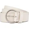 Vince Flat Ring Leather Belt In White