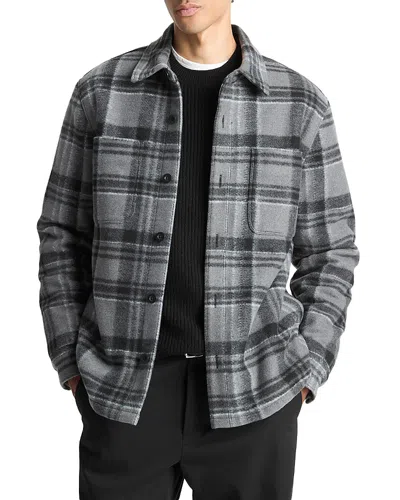 Vince Fleece Lined Shirt Jacket In Gray