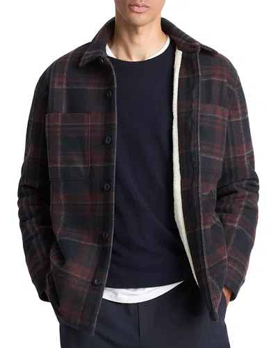Vince Fleece Lined Shirt Jacket In Red
