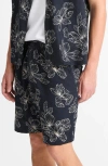Vince Floral Pattern Shorts With Side And Back Pockets In Black