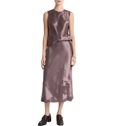 Vince Floral Embroidered Slip Skirt In Smoky Berry In Brown