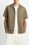 Vince Regular Fit Eyelet Short Sleeve Camp Shirt