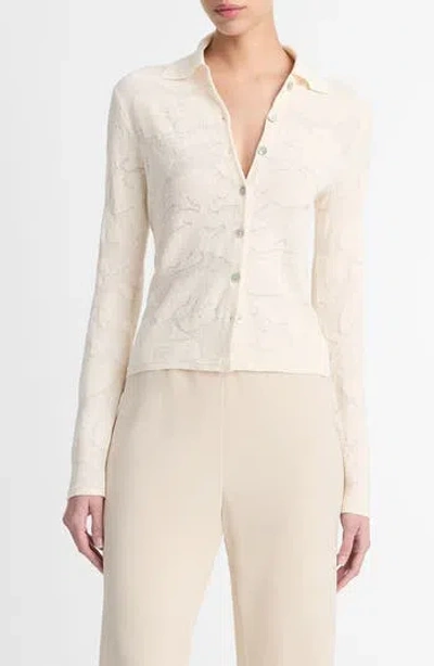 Vince Floral Jacquard Button-up Shirt In Ivory