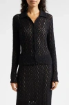 Vince Floral Lace Button-up Shirt In Black