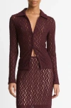 Vince Floral Lace Button-up Shirt In Cherry Night