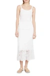 Vince Floral Lace Midi Skirt In Optic White