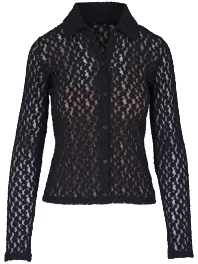 Vince Floral Lace Shirt In Black