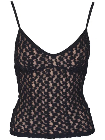 Vince Floral Lace Top In Black