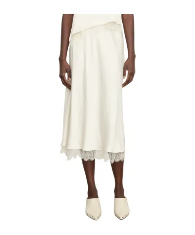 Vince Floral Lace Trim Midi Skirt In Gray