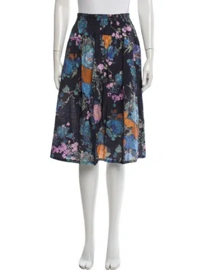 Pre-owned Vince Floral Print Knee-length Skirt In Blue