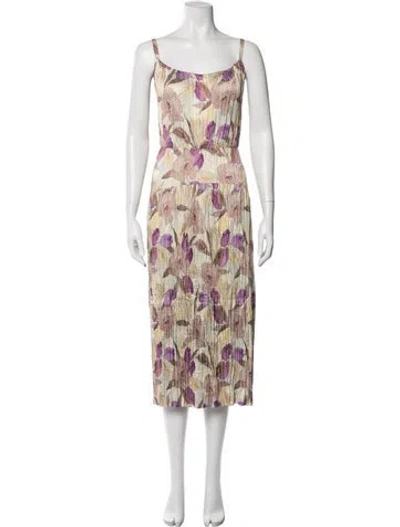 Pre-owned Vince Floral Print Long Dress In Neutral