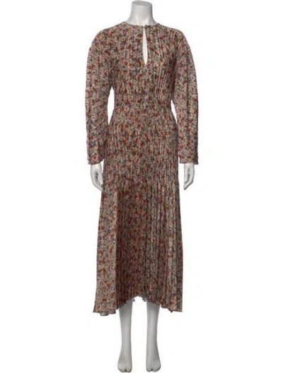 Pre-owned Vince Floral Print Long Dress In Neutral