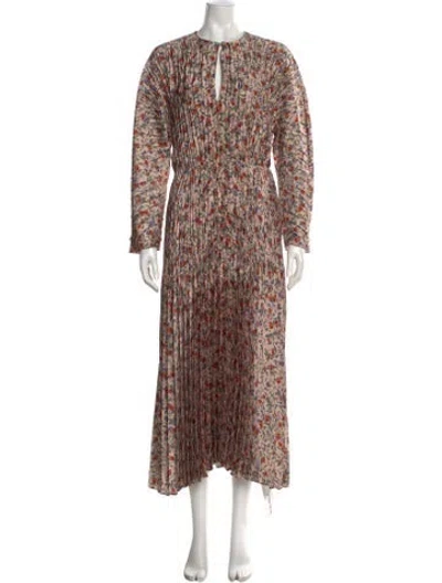 Pre-owned Vince Floral Print Long Dress In Neutral
