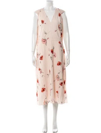 Pre-owned Vince Floral Print Long Dress In Pink