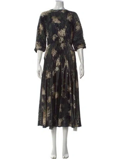 Pre-owned Vince Floral Print Midi Length Dress In Black