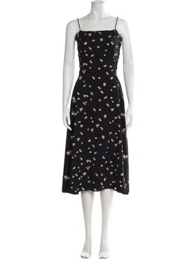 Pre-owned Vince Floral Print Midi Length Dress In Blue