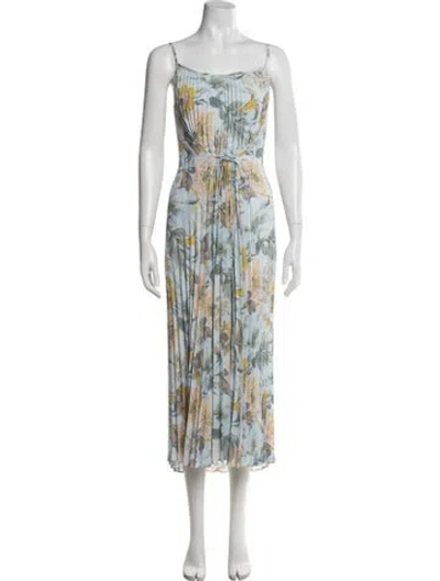 Pre-owned Vince Floral Print Midi Length Dress In Blue