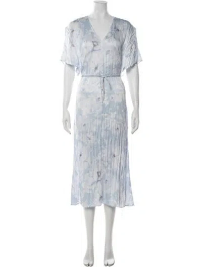 Pre-owned Vince Floral Print Midi Length Dress In Blue